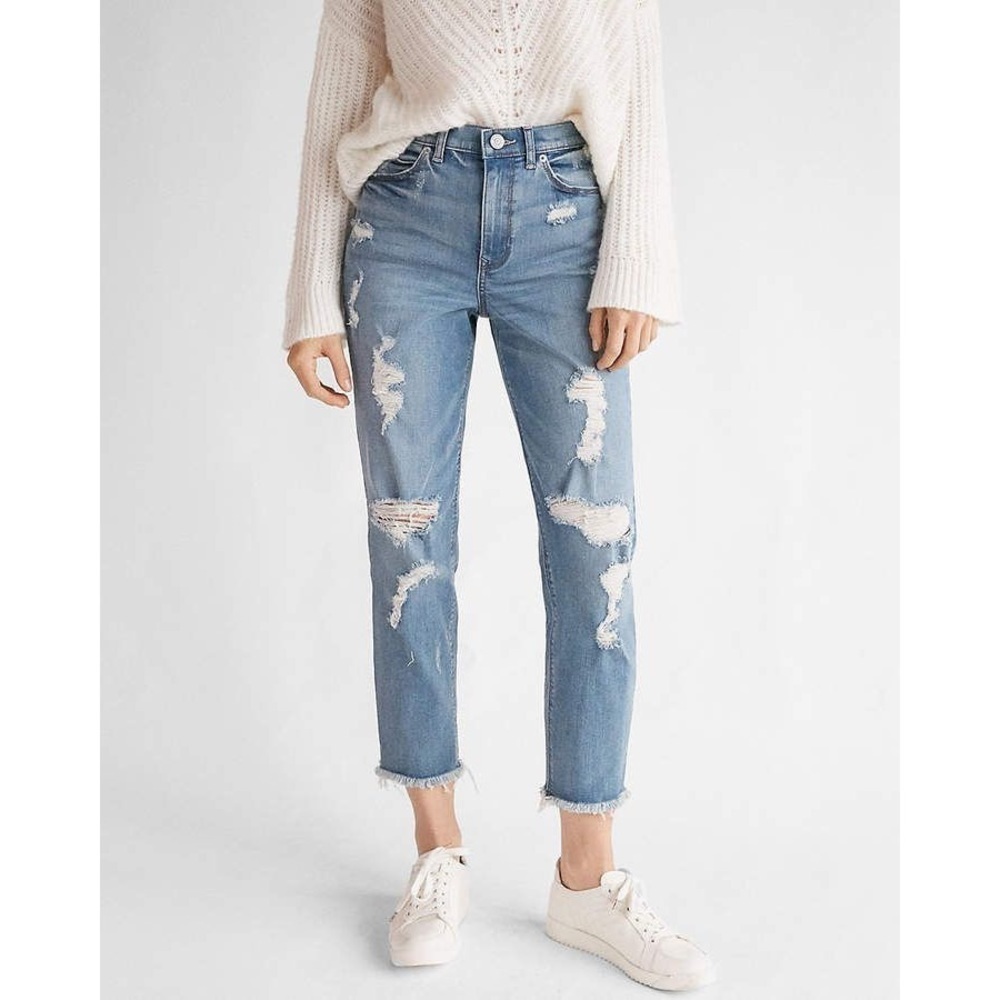 [Express] High Waisted  Ripped Original Jeans - Picture 5 of 6
